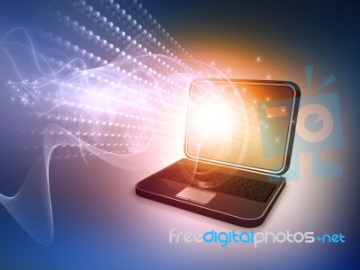 Laptop Computer With Digital Background Stock Image