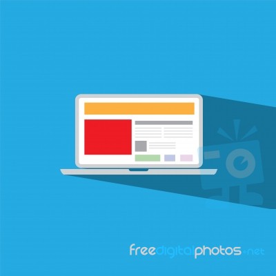 Laptop Flat Icon   Illustration  Stock Image