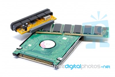 Laptop  Harddisk White Background Stock Photo