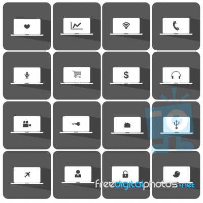 Laptop Icon Set  Illustration  Stock Image