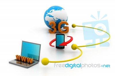 Laptop Internet Through 3g Stock Image