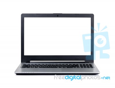 Laptop Isolated On The White Background Stock Photo