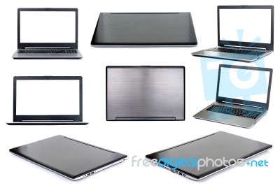 Laptop Isolated On The White Background Stock Photo