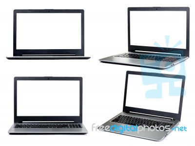 Laptop Isolated On The White Background Stock Photo