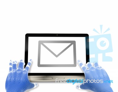 Laptop Mail On A White Background Stock Image