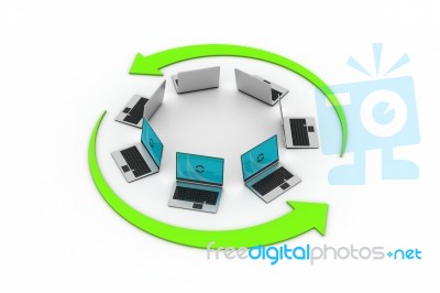 Laptop Network Stock Image