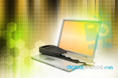 Laptop On Key Stock Image