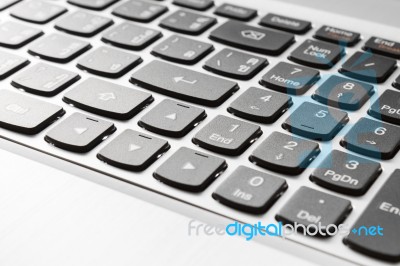 Laptop Or Notebook Button Close Up Right View Stock Photo