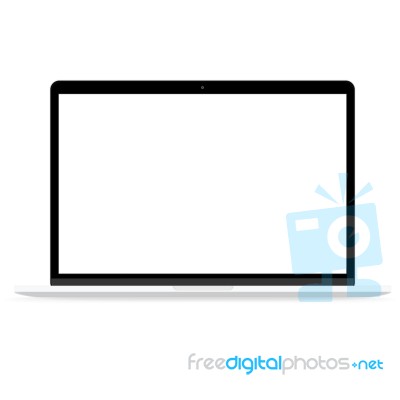 Laptop Pc Drawing Flat Design Blank Screen On White Background Stock Image