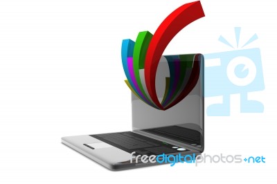 Laptop Showing A Spreadsheet Stock Image