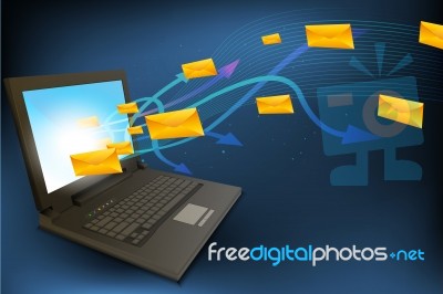 Laptop With Arrow And Letters Stock Image