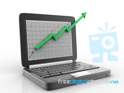 Laptop With Business Graph Stock Image