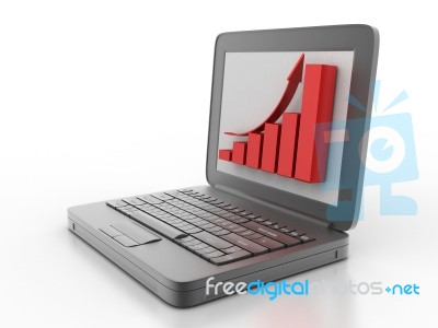 Laptop With Business Graph Stock Image