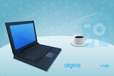 Laptop With Coffee Stock Image