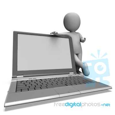 Laptop With Copyspace Shows Browsing Web Online Stock Image