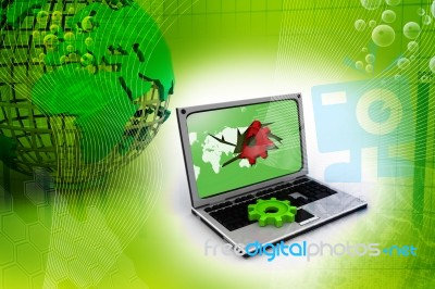 Laptop With Earth Globe Stock Image