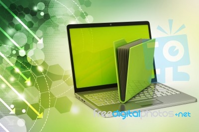 Laptop With File Folder Stock Image