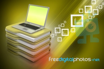 Laptop With File Folder Stock Image