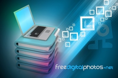 Laptop With File Folder Stock Image