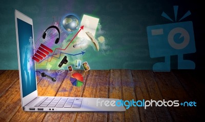 Laptop With Financial Concept Stock Image