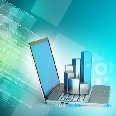 Laptop With Financial Graph Stock Image