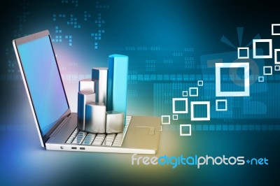 Laptop With Financial Graph Stock Image