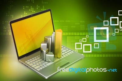 Laptop With Financial Graph Stock Image