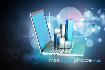 Laptop With Financial Graph Stock Image