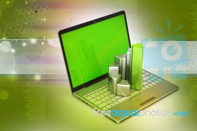 Laptop With Financial Graph Stock Image