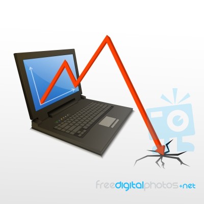 Laptop With Loss Graph Stock Image