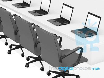 Laptop With Office Chair Stock Image