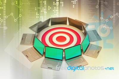 Laptop With Target Icon Stock Image