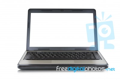 Laptop With White Screen Stock Photo