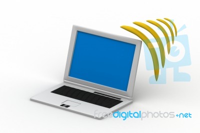 Laptop With Wifi Stock Image