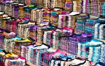 Large Collection Of Silk Cloth Stock Photo