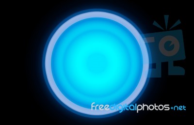 Large Cyan Glowing Button Illustration Background Stock Photo