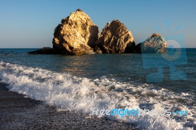 Large Rocks Off The Coast Of Cyprus Stock Photo