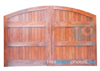 Large Wooden Gate Isolated On White Background Stock Photo