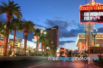 Las Vegas, January 31: Las Vegas Strip At Sunset On January 31, Stock Photo