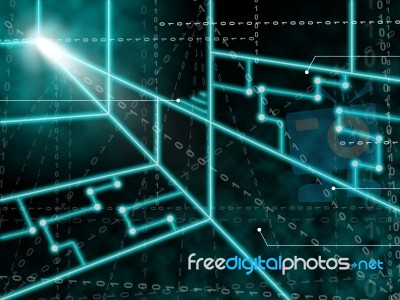 Laser Circuit Background Means Light Beams Or Shining Lasers Stock Image