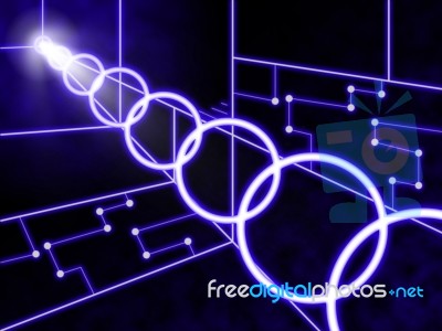 Laser Circuit Background Shows Electrical Art And Technology Tre… Stock Image