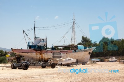 Latchi, Cyprus/greece - July 23 : Boatyard At Latchi In Cyprus O… Stock Photo