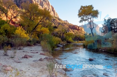 Late Afternoon Virgin River Valley Stock Photo