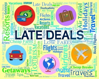 Late Deals Indicates Last Moment And Cheap Stock Image