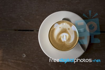 Latte Art With Pig Face Stock Photo