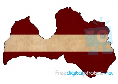 Latvia Map On Latvia Flag Drawing ,grunge And Retro Flag Series Stock Image