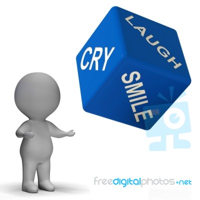 Laugh Cry Smile Dice Represents Different Emotions Stock Image