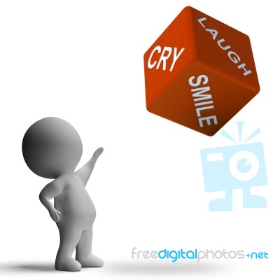 Laugh Cry Smile Dice Shows Emotions Stock Image