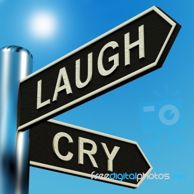 Laugh Or Cry Signpost Stock Image