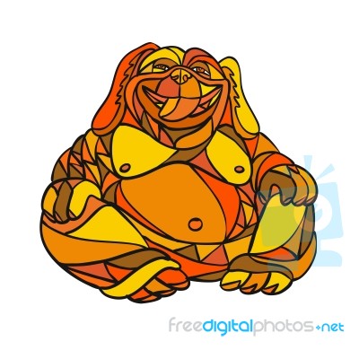 Laughing Buddha Dog Mosaic Color Stock Image